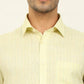 Lemon Yellow Striped Regular Fit Formal Shirt | JadeBlue