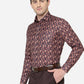Brown & Orange Printed Slim Fit Party Wear Shirt | Greenfibre