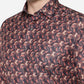 Brown & Orange Printed Slim Fit Party Wear Shirt | Greenfibre