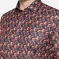 Brown & Orange Printed Slim Fit Party Wear Shirt | Greenfibre