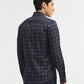 Navy Blue Checked Tailored Fit Semi Casual Shirt | Greenfibre