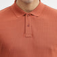 Rust Jacquard Slim Fit Polo T-Shirt | Greenfibre