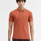Rust Jacquard Slim Fit Polo T-Shirt | Greenfibre