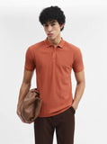 Rust Jacquard Slim Fit Polo T-Shirt | Greenfibre