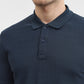 Navy Blue Printed Slim Fit Polo T-Shirt | Greenfibre