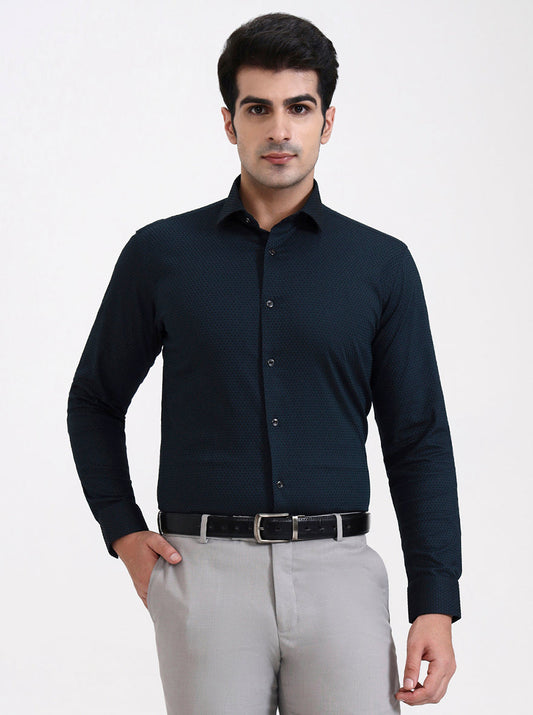 Bottle Green Solid Slim Fit Party Wear Shirt | Greenfibre