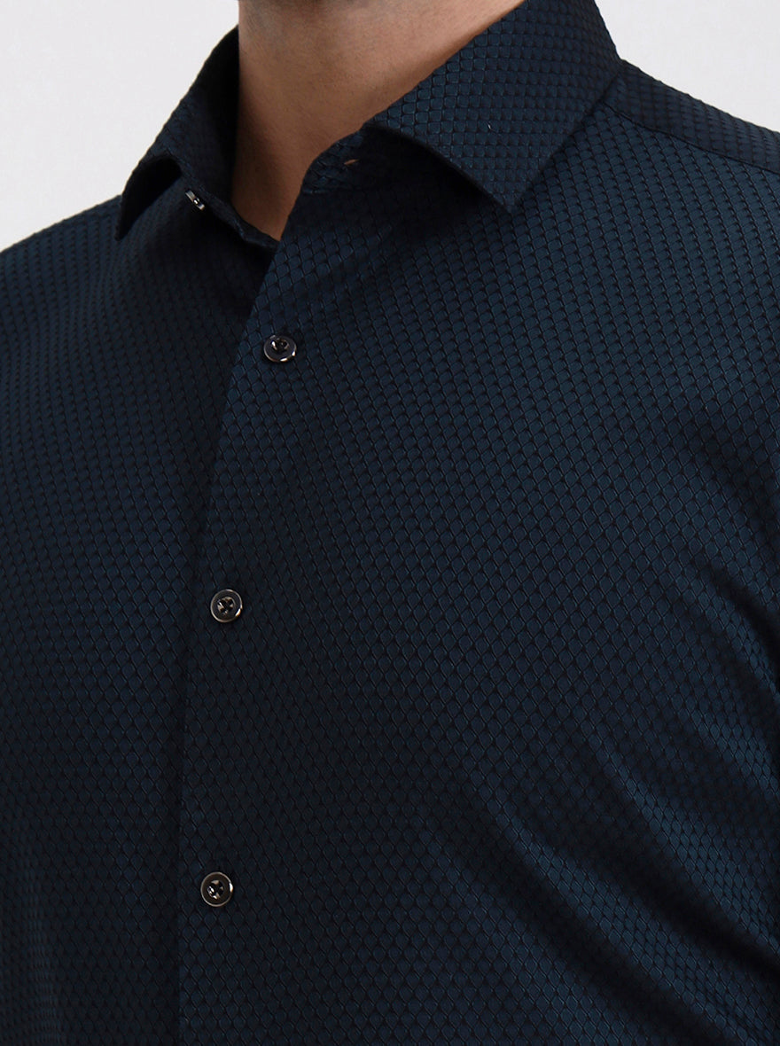 Bottle Green Solid Slim Fit Party Wear Shirt | Greenfibre