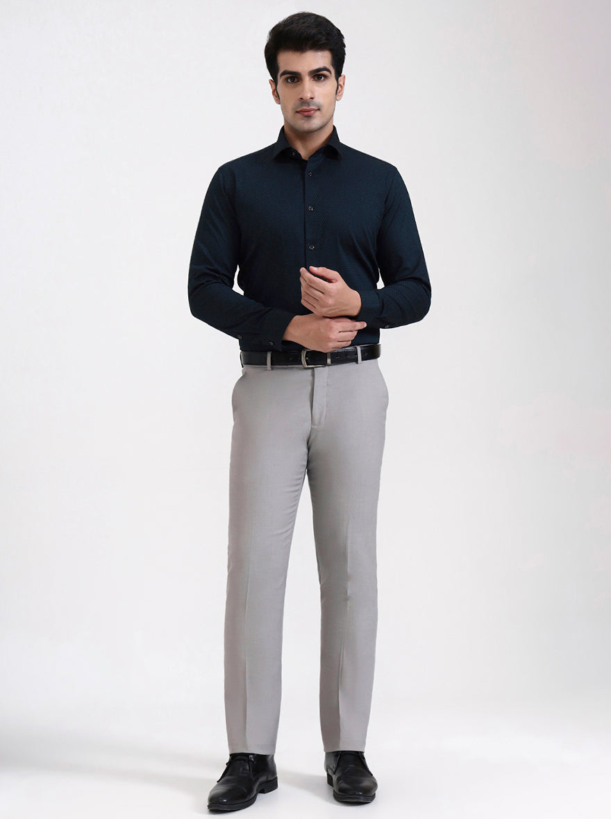 Bottle Green Solid Slim Fit Party Wear Shirt | Greenfibre