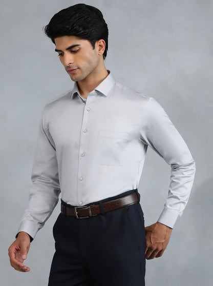 Grey Solid Slim Fit Party Wear Shirt | Greenfibre