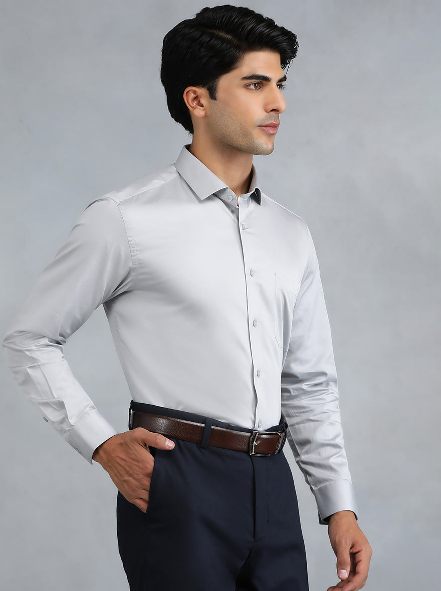 Grey Solid Slim Fit Party Wear Shirt | Greenfibre