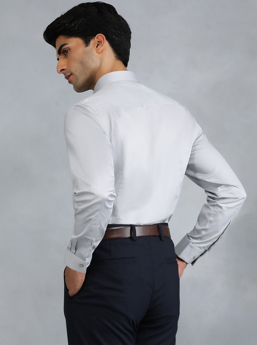 Grey Solid Slim Fit Party Wear Shirt | Greenfibre