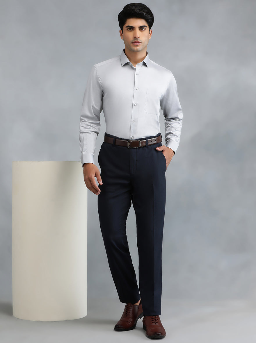 Grey Solid Slim Fit Party Wear Shirt | Greenfibre