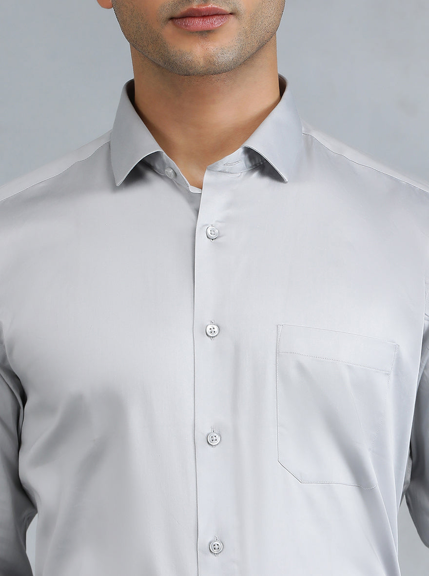 Grey Solid Slim Fit Party Wear Shirt | Greenfibre