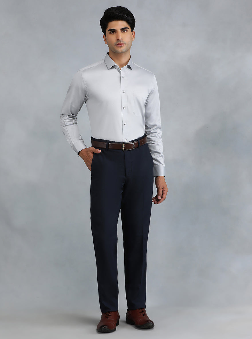 Grey Solid Slim Fit Party Wear Shirt | Greenfibre