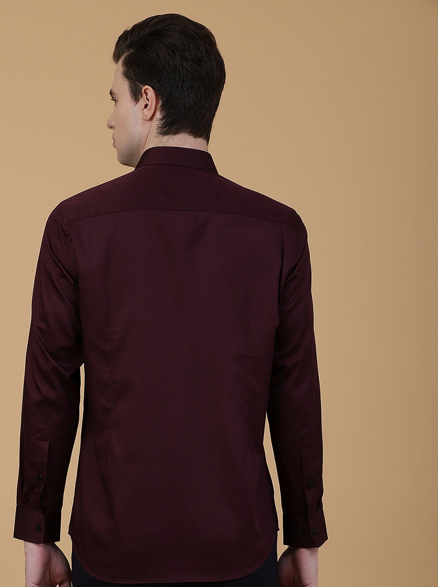 Wine Solid Slim Fit Party Wear Shirt | Greenfibre