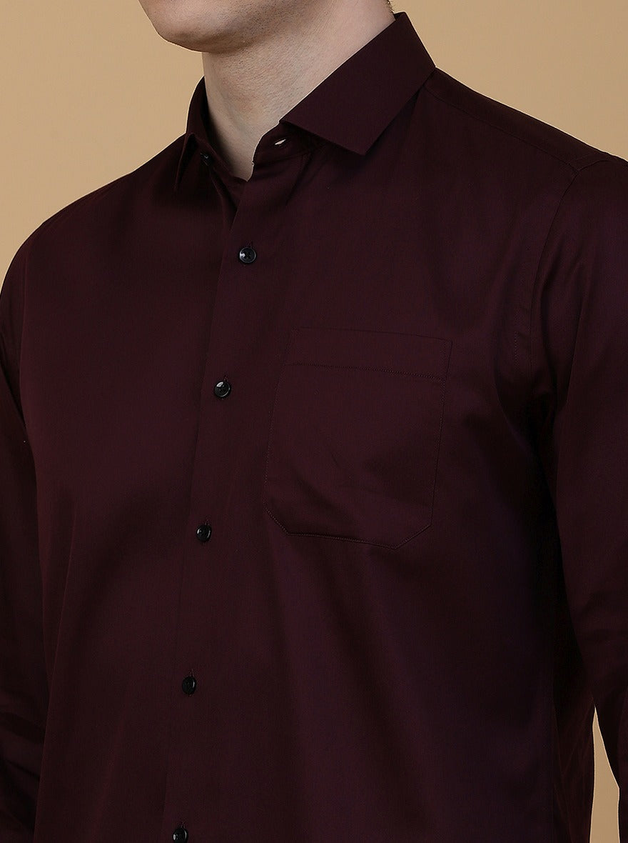 Wine Solid Slim Fit Party Wear Shirt | Greenfibre