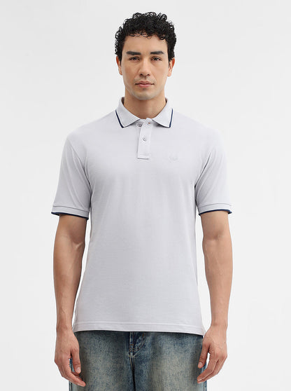 Steel Grey Solid Slim Fit Polo T-Shirt | Greenfibre