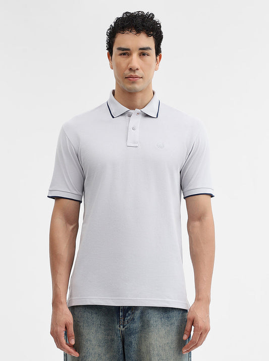 Steel Grey Solid Slim Fit Polo T-Shirt | Greenfibre