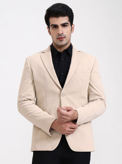 Fawn Solid Regular Fit Blazer | Greenfibre