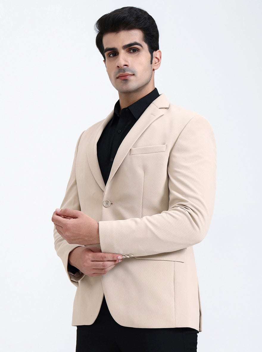 Fawn Solid Regular Fit Blazer | Greenfibre