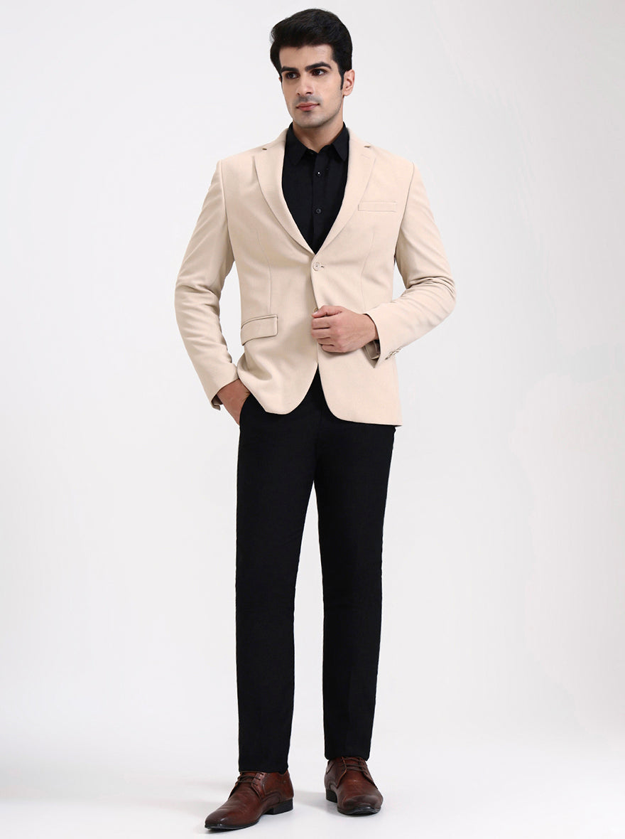 Fawn Solid Regular Fit Blazer | Greenfibre