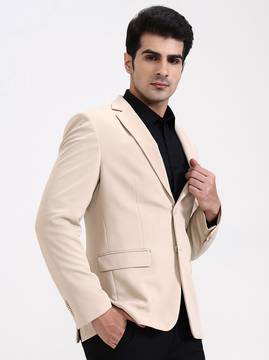 Fawn Solid Regular Fit Blazer | Greenfibre