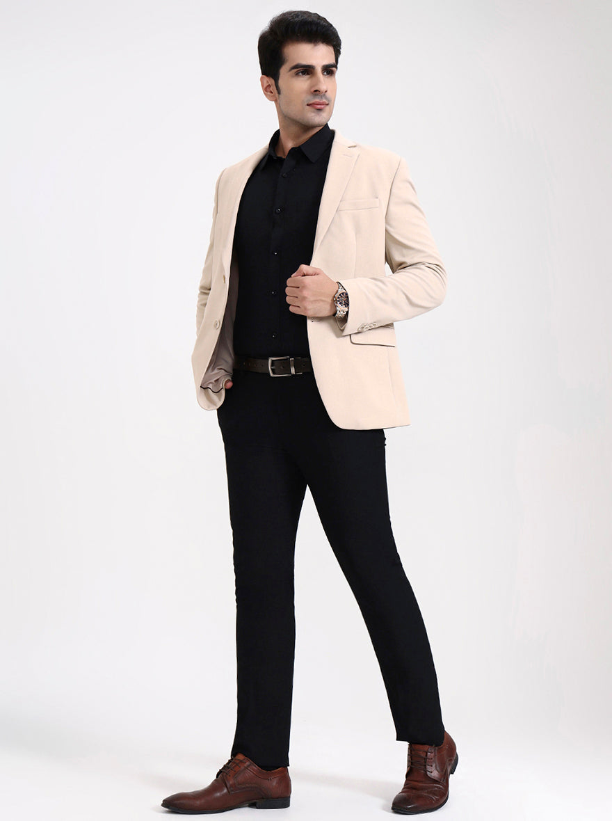 Fawn Solid Regular Fit Blazer | Greenfibre