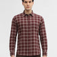 Maroon Checked Slim Fit Casual Shirt | Greenfibre