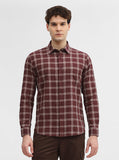 Maroon Checked Slim Fit Casual Shirt | Greenfibre