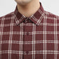Maroon Checked Slim Fit Casual Shirt | Greenfibre