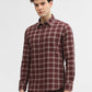 Maroon Checked Slim Fit Casual Shirt | Greenfibre