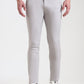 Light Grey Printed Super Slim Fit Casual Trouser | Greenfibre
