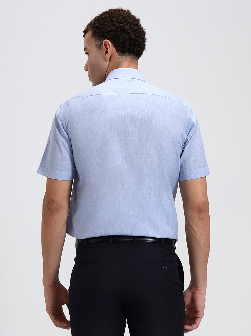 Blue Solid Regular Fit Formal Shirt | Greenfibre