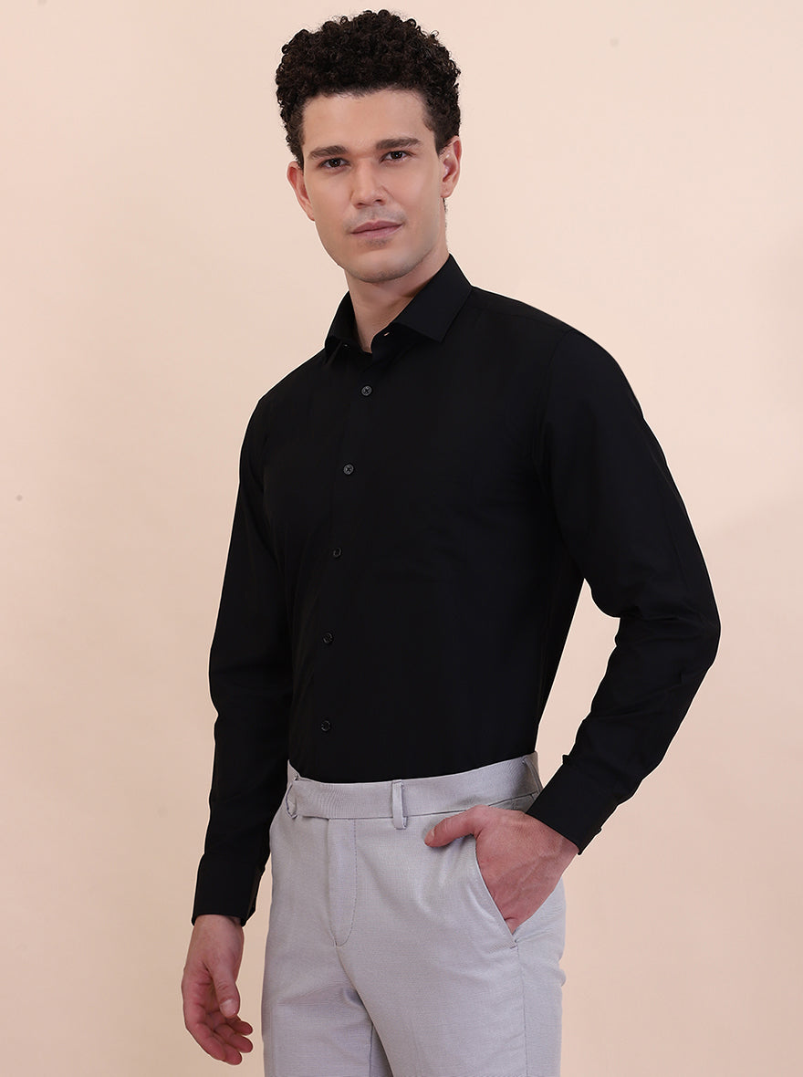 Black Solid Regular Fit Formal Shirt | Greenfibre