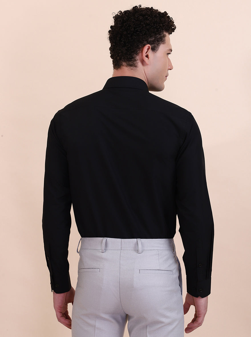 Black Solid Regular Fit Formal Shirt | Greenfibre
