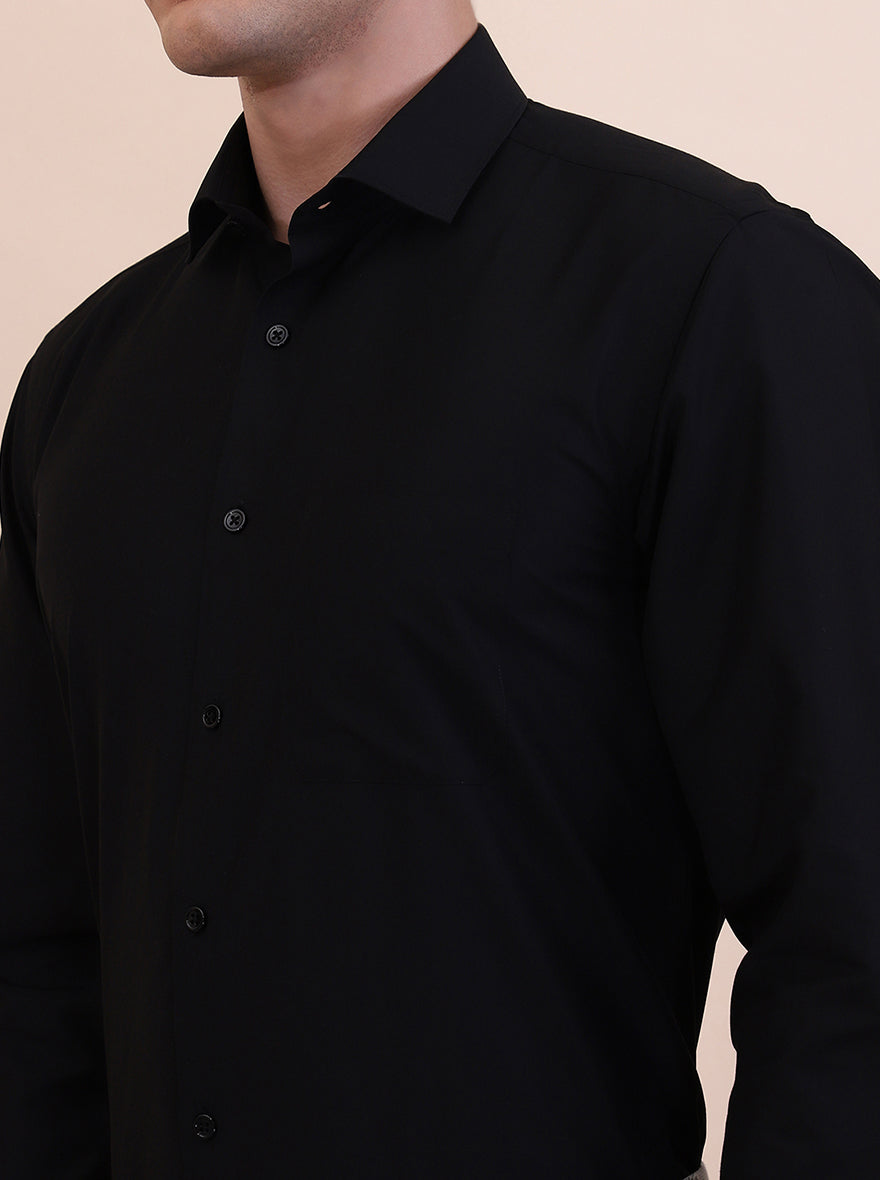 Black Solid Regular Fit Formal Shirt | Greenfibre