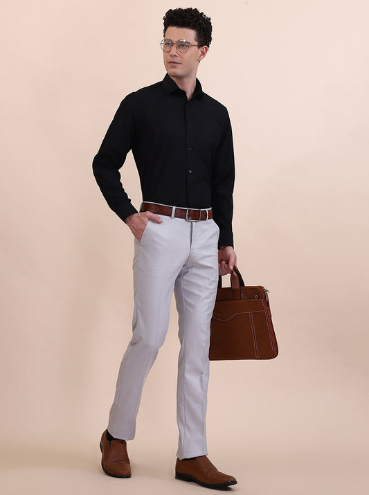 Black Solid Regular Fit Formal Shirt | Greenfibre