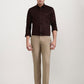 Khaki Solid Slim Fit Formal Trouser | Greenfibre