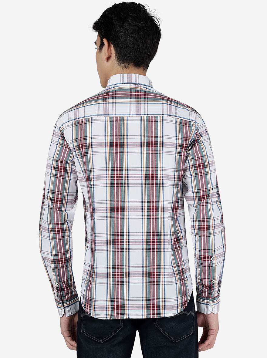 Red Checked Slim Fit Casual Shirt | Greenfibre