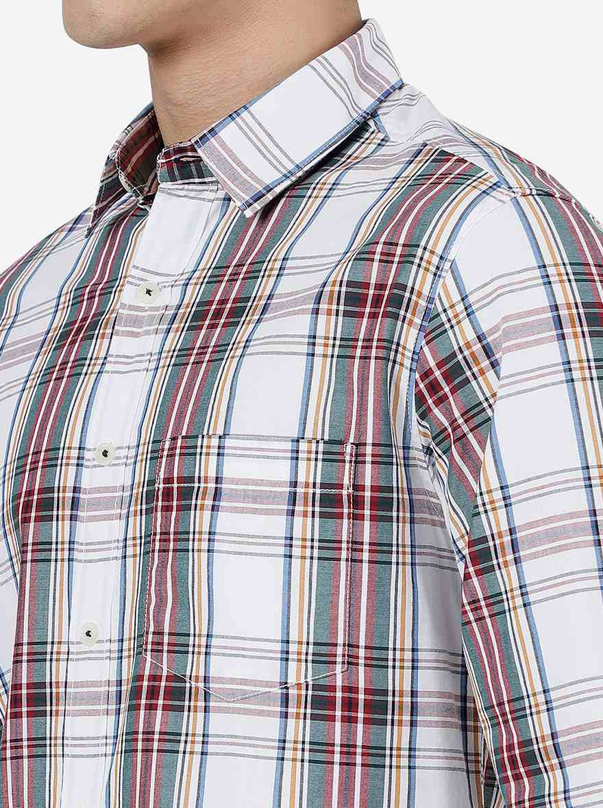 Red Checked Slim Fit Casual Shirt | Greenfibre