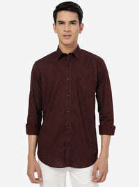 Maroon Printed Smart Fit Semi Casual Shirt | Greenfibre