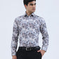 Cream & Brown Printed Slim Fit Party Wear Shirt | Greenfibre