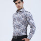 Cream & Brown Printed Slim Fit Party Wear Shirt | Greenfibre
