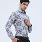 Cream & Brown Printed Slim Fit Party Wear Shirt | Greenfibre