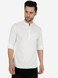 White Solid Slim Fit Semi Casual Shirt | Greenfibre