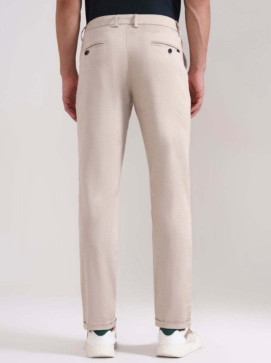 Khaki Solid Neo Fit Casual Trouser | Greenfibre