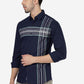 Navy Blue Striped Slim Fit Casual Shirt | Greenfibre