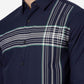 Navy Blue Striped Slim Fit Casual Shirt | Greenfibre