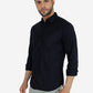 Navy Blue Solid Slim Fit Casual Shirt | Greenfibre