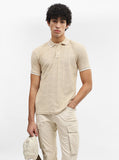 Fawn Jacquard Slim Fit Polo T-Shirt | Greenfibre